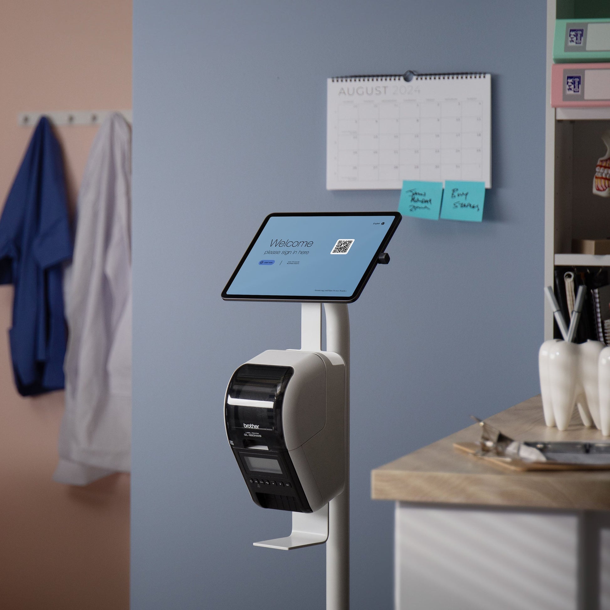 Bouncepad Core Floorstanding + Brother ® Printer Mount Tablet Floor Stand