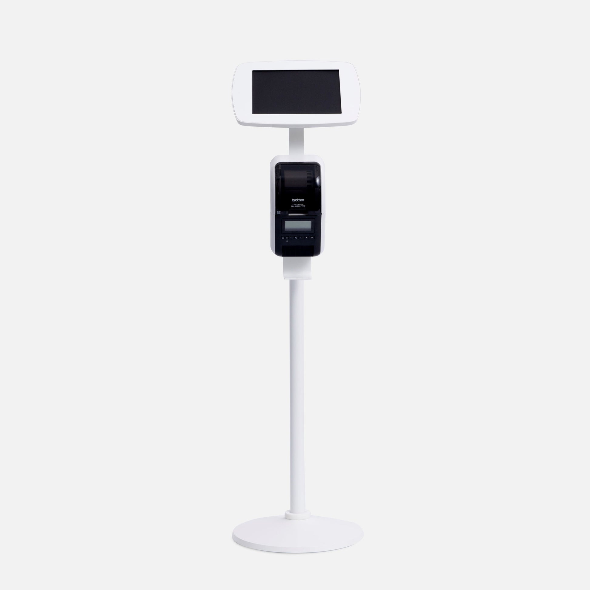 Bouncepad Original Floorstanding + Brother ® Printer Mount Tablet Floor Stand in white