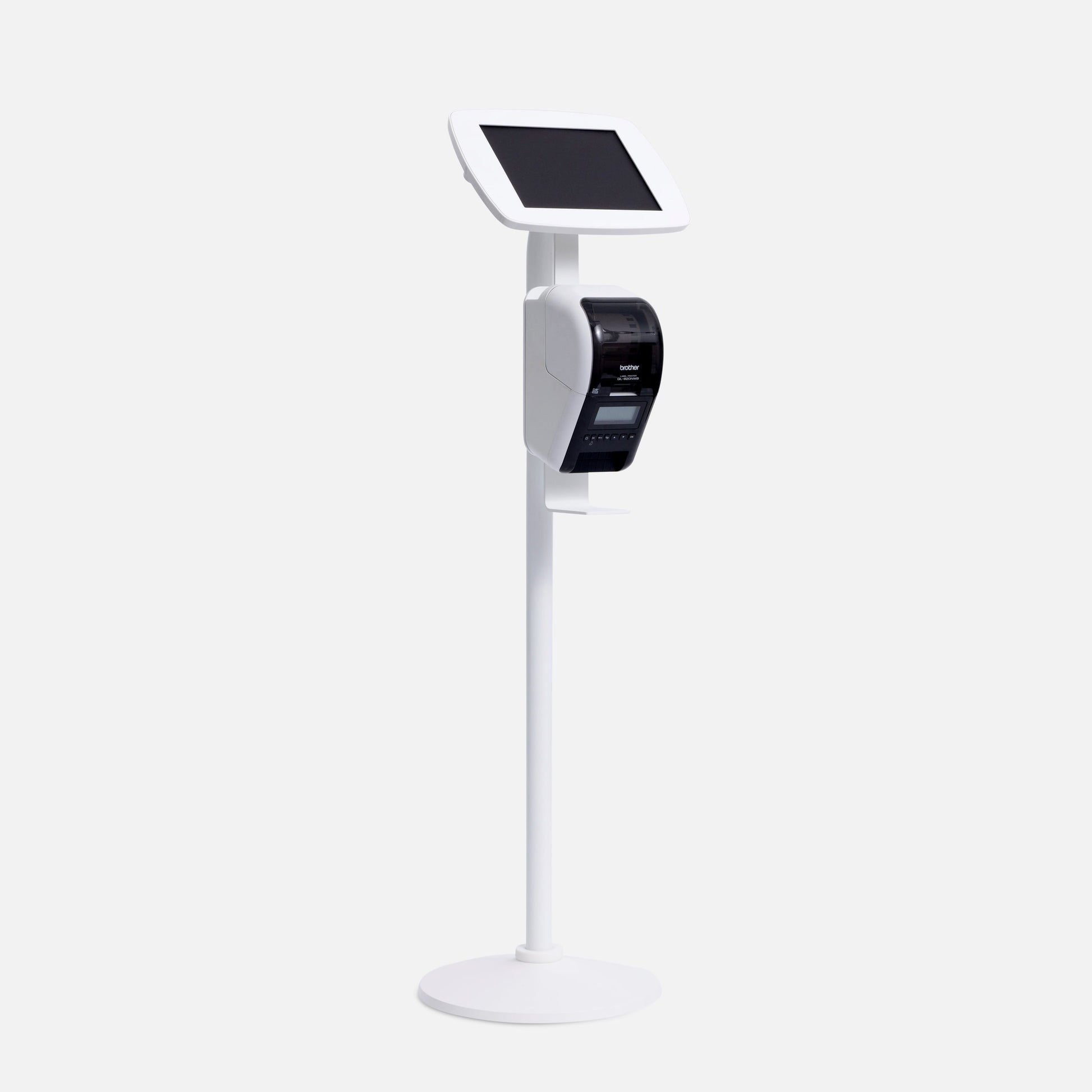 Bouncepad Original Floorstanding + Brother ® Printer Mount Tablet Floor Stand in white