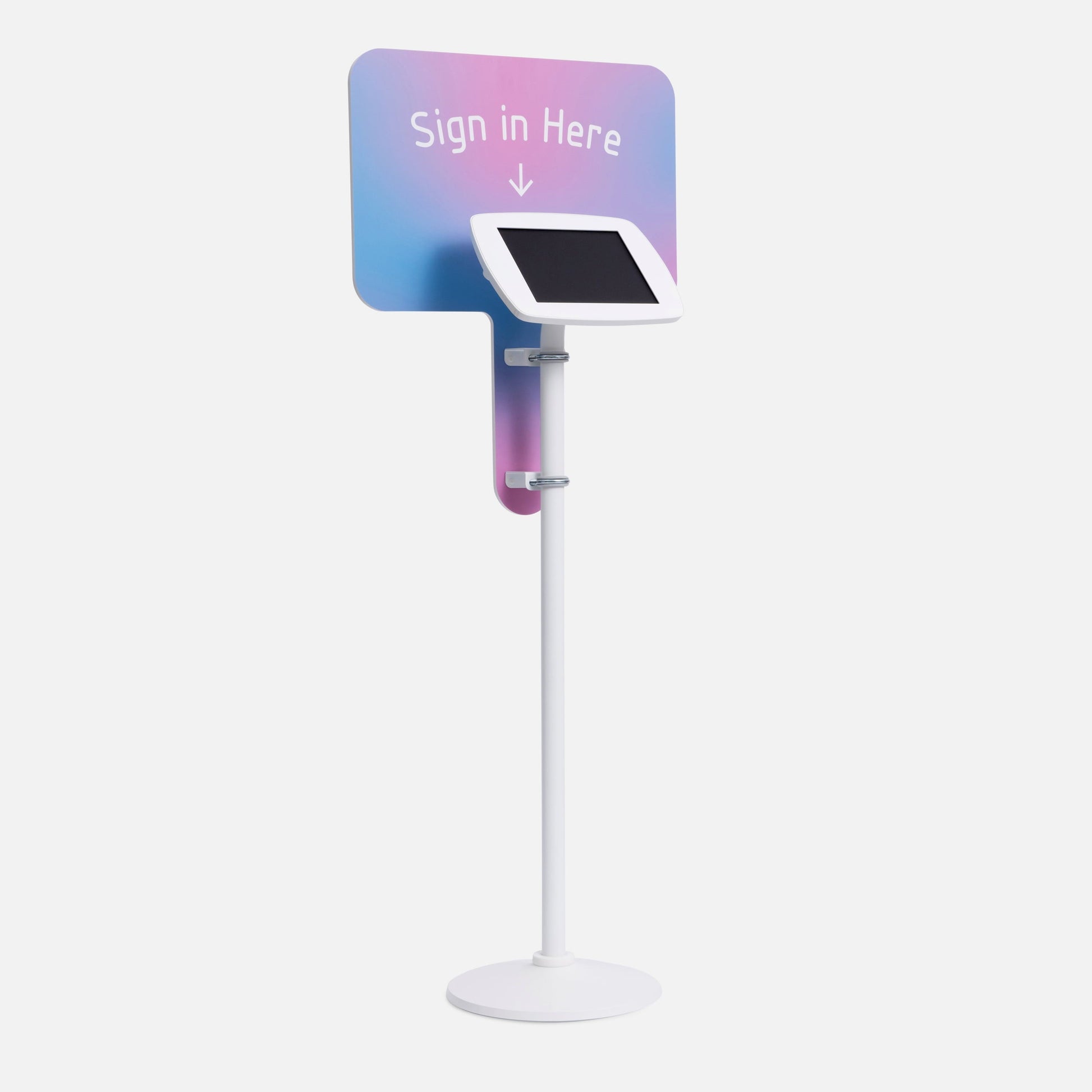 Bouncepad Original Floorstanding + Placard Board Tablet Floor Stand in white