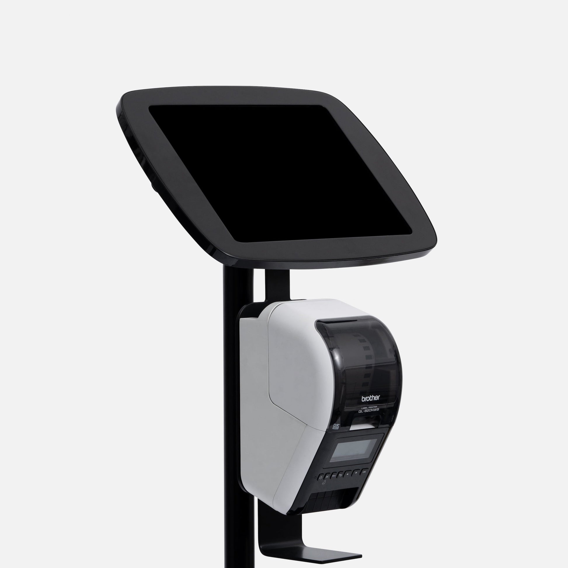 Bouncepad Original Elevate + Brother Printer Mount Tablet Floor Stand in black