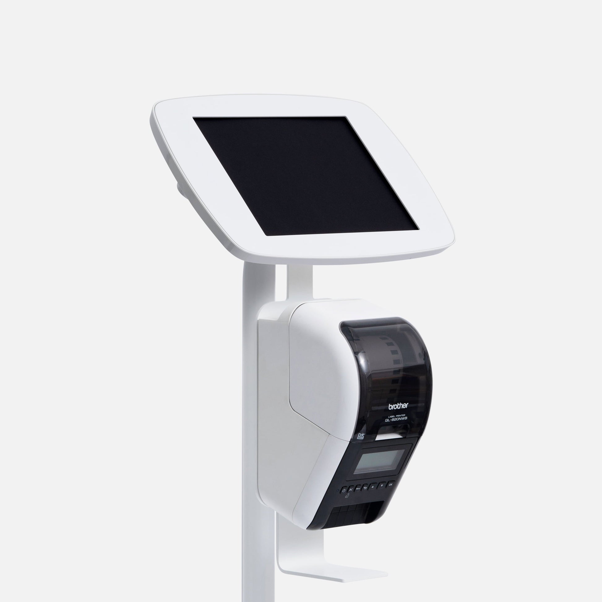 Bouncepad Original Floorstanding + Brother ® Printer Mount Tablet Floor Stand in white