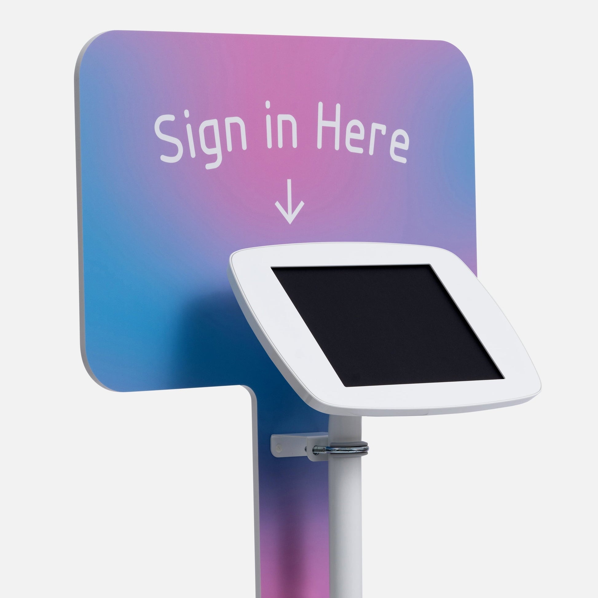 Bouncepad Original Floorstanding + Placard Board Tablet Floor Stand in white