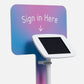 Bouncepad Original Elevate + Branding Board Tablet Floor Stand in white
