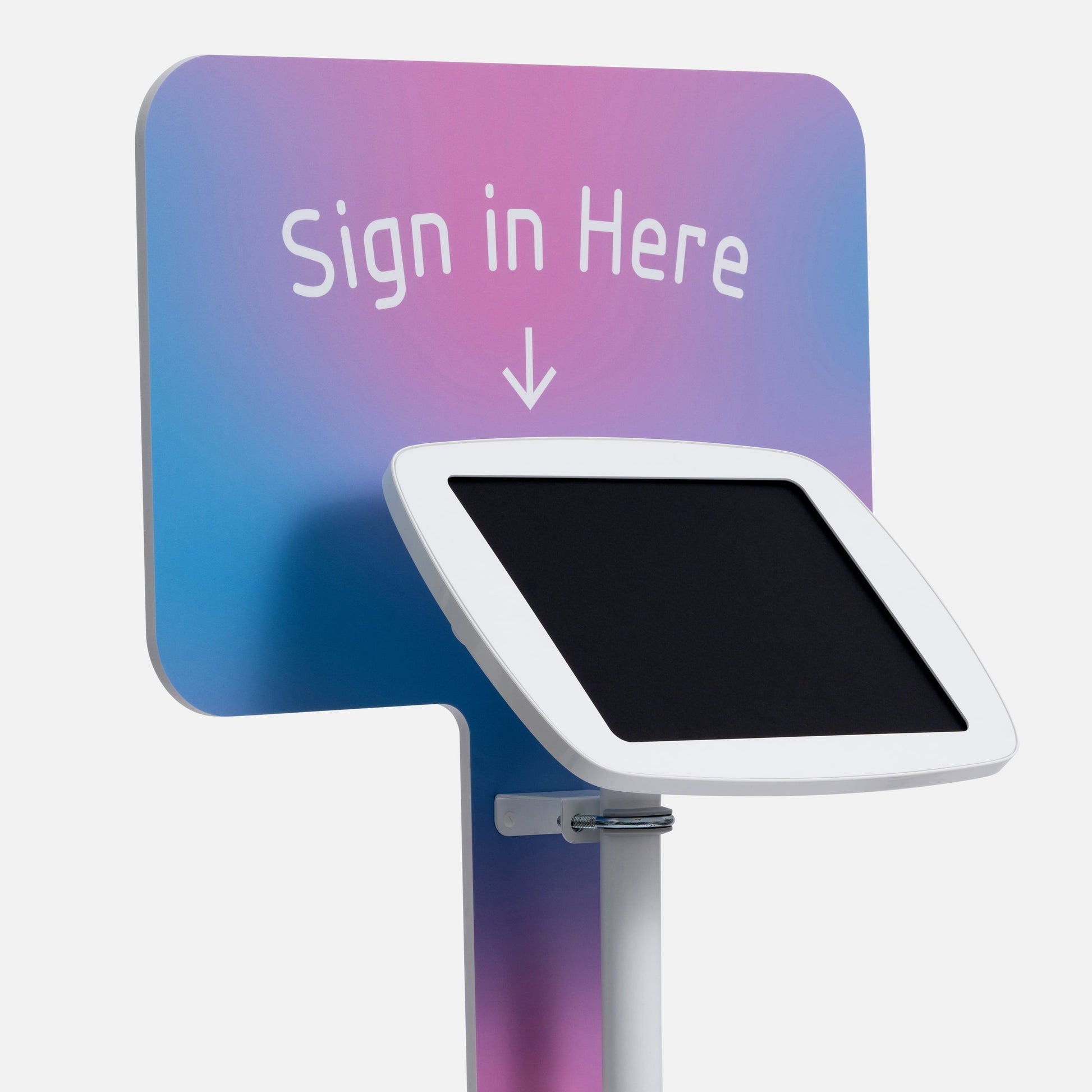 Bouncepad Original Elevate + Branding Board Tablet Floor Stand in white