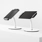 Bouncepad Clip Counter Flex Tablet Stand in white, portrait and landscape orientation