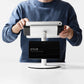 Bouncepad Clip Counter Twin Tablet Stand in white, front view, shown in use