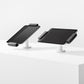 Bouncepad Clip Desk Tablet Desk Mount in white, portrait and landscape orientation