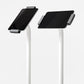 Bouncepad Clip Elevate Tablet Floor Stand in white, portrait and landscape orientation