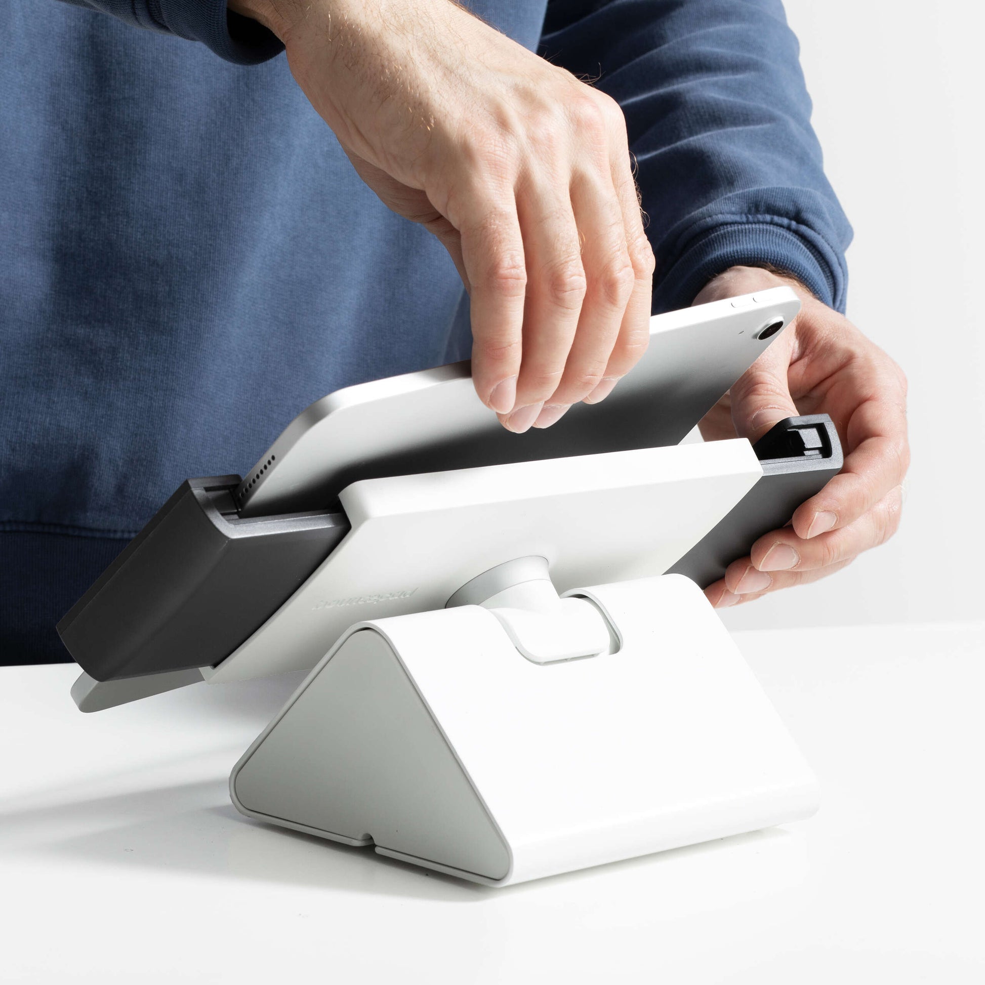 Bouncepad Clip Flip Tablet Stand in white