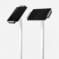 Bouncepad Clip Floorstanding Tablet Floor Stand in white, portrait and landscape orientation