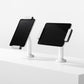 Bouncepad Clip Swivel 60 Tablet Desk Mount in white, portrait and landscape orientation