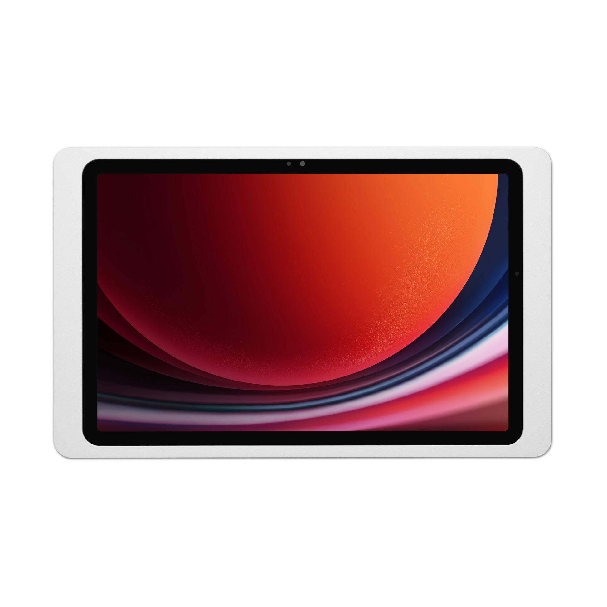 Displine Companion Wall 2.0 Wall Mount for Samsung Galaxy Tab for Samsung Galaxy TAB A9 and TAB A11, in white, front view, with tablet installed