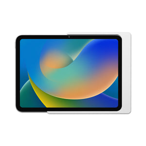 Displine Companion Wall Home iPad Wall Mount for iPad 10th generation 10.9-inch and iPad 11th generation A16 11-inch, in white, front view, with tablet installed
