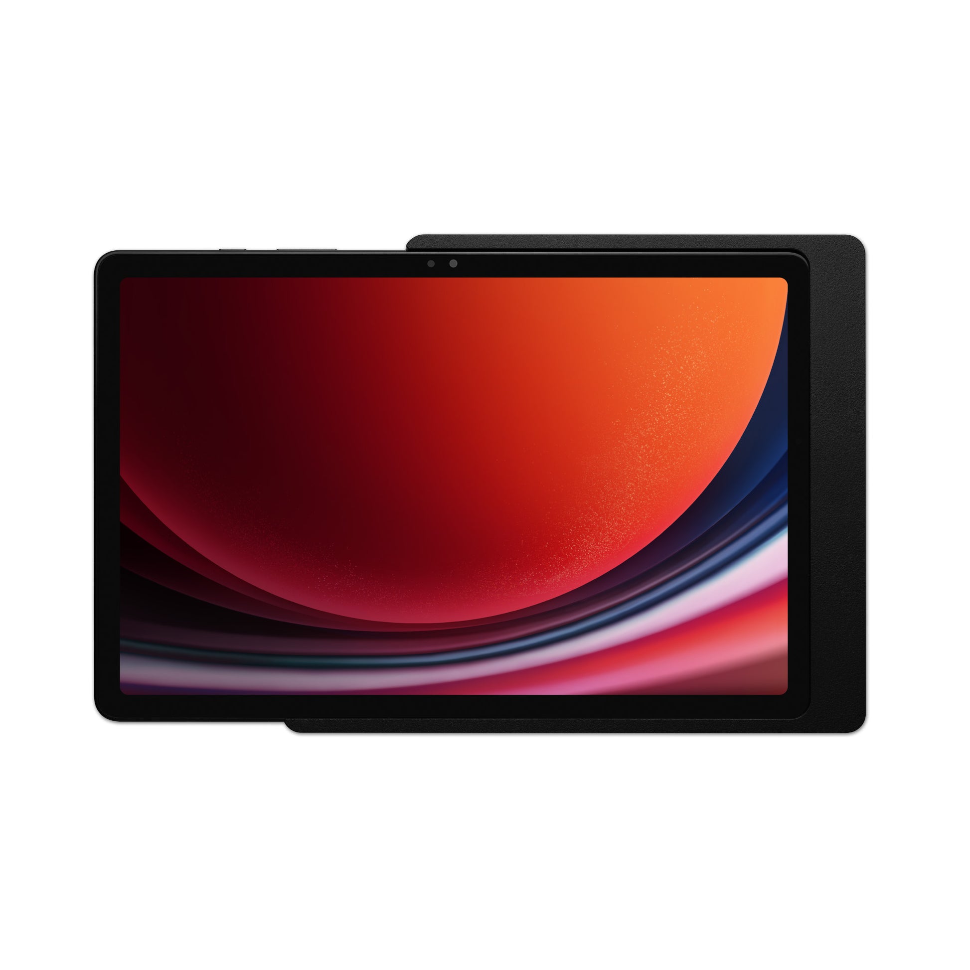 Displine Companion Wall Home Wall Mount for Samsung Galaxy Tab for Samsung Galaxy TAB A9 and TAB A11, in black, front view, with tablet installed