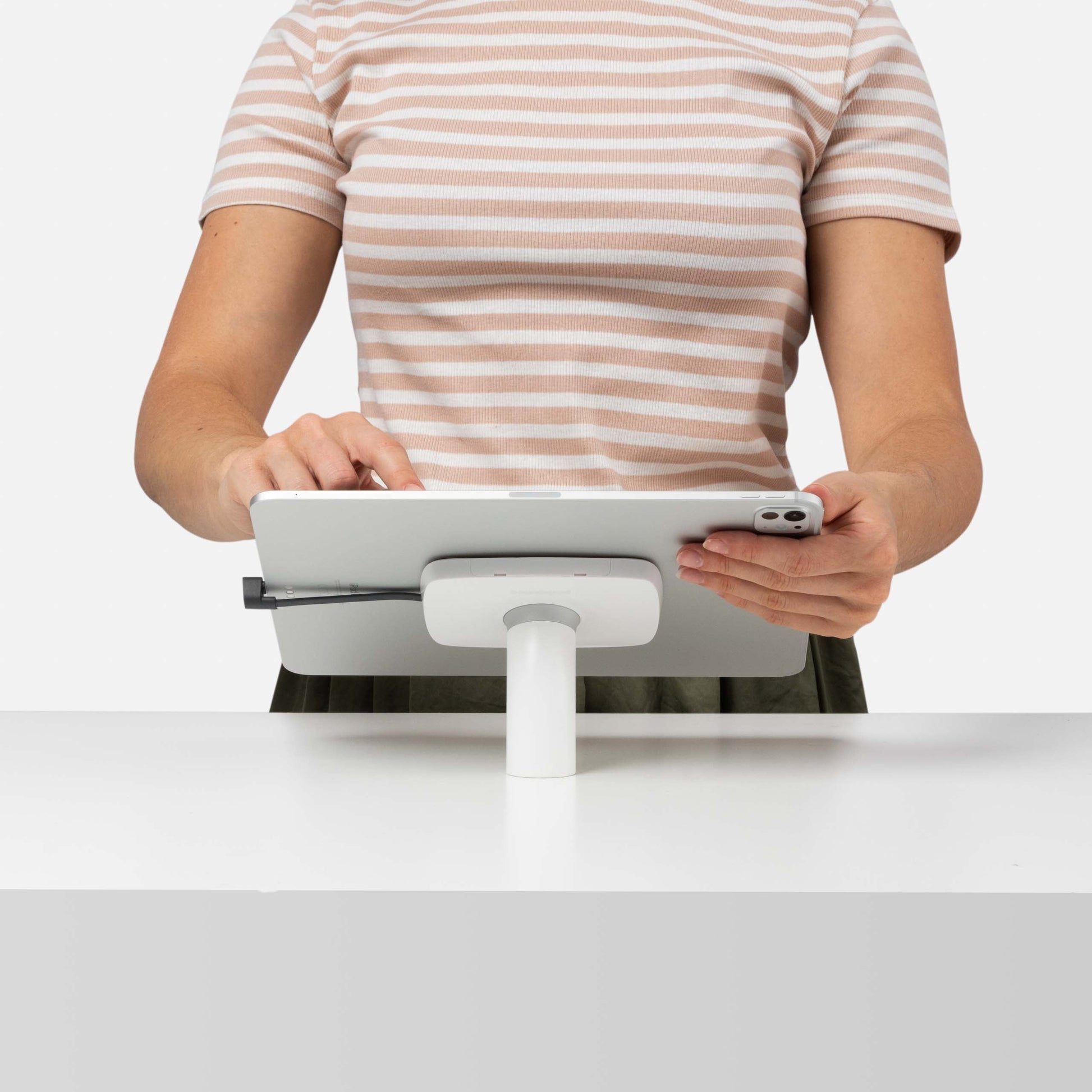 Bouncepad Core Desk Tablet Desk Mount in white