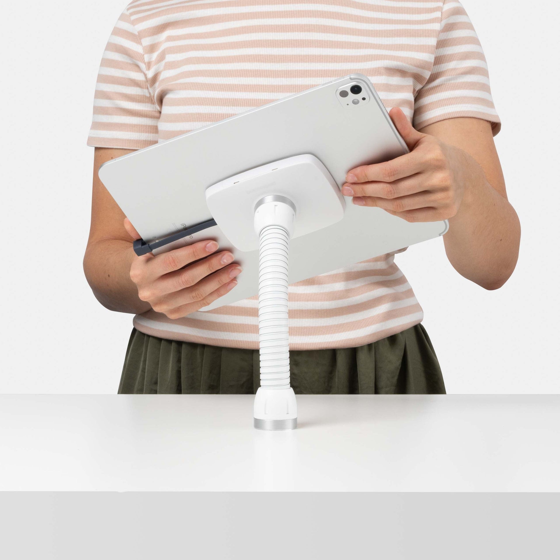 Bouncepad Core Flex Tablet Desk Mount in white