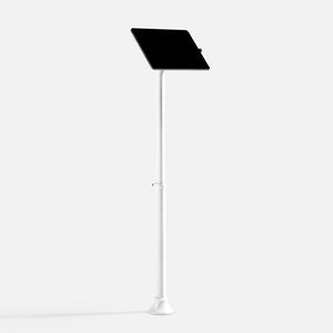 Bouncepad Core Elevate Slim Tablet Floor Stand in white, front view