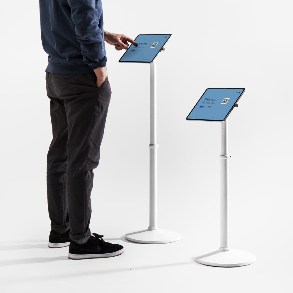 Bouncepad Core Elevate Tablet Floor Stand in white