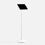 Bouncepad Core Elevate Tablet Floor Stand in white, front view