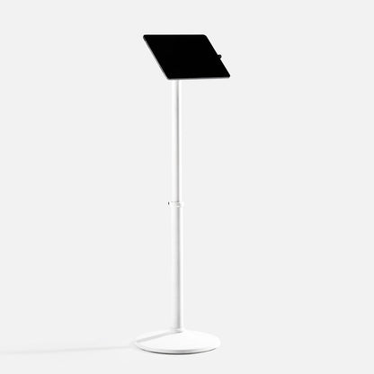 Bouncepad Core Elevate Tablet Floor Stand in white, front view