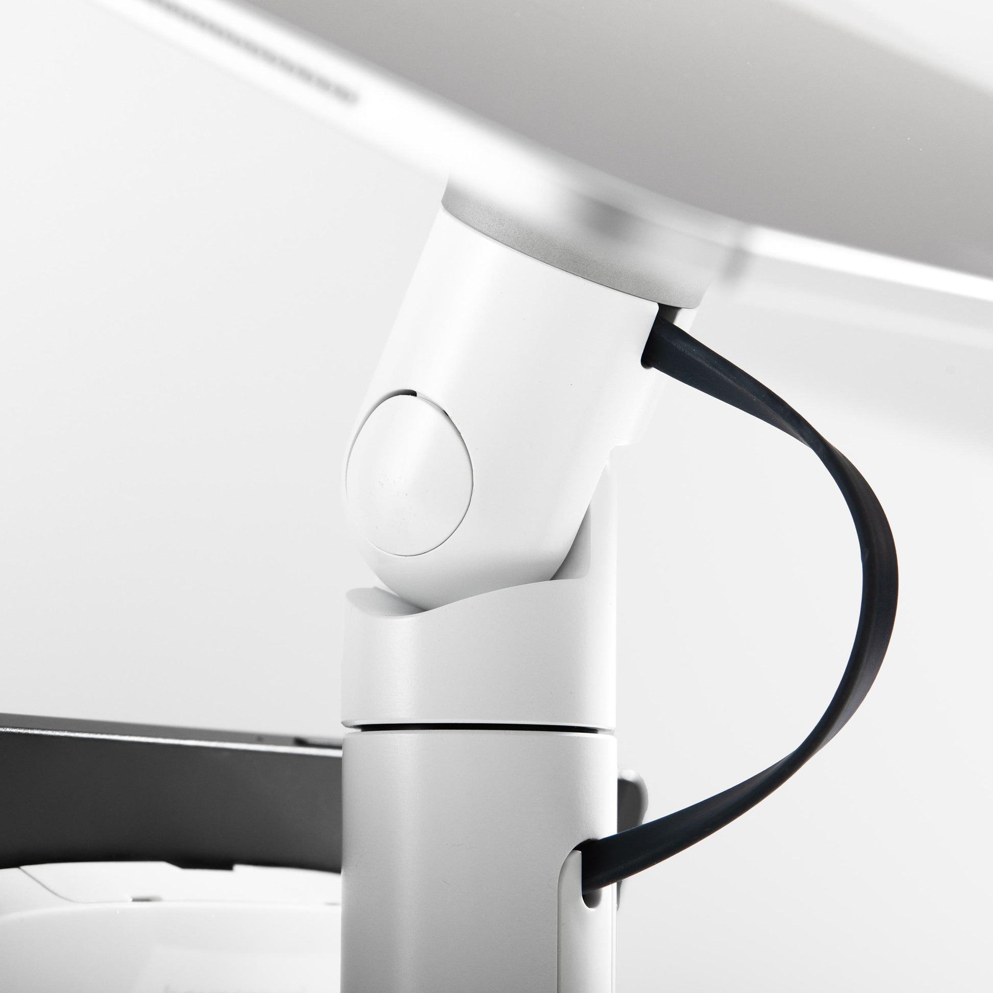 Bouncepad Core Twin Tablet Desk Mount in white, cable management, detail view