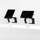 Bouncepad Core Twin Tablet Desk Mount in white, portrait and landscape orientation