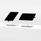 Bouncepad Core Counter Twist-Mini Tablet Stand in white, portrait and landscape orientation