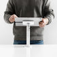 Bouncepad Core Twist Tablet Desk Mount in white, shown in use