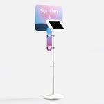 Bouncepad Original Elevate + Branding Board Tablet Floor Stand in white