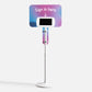 Bouncepad Original Elevate + Branding Board Tablet Floor Stand in white, front view