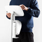 Bouncepad Original Elevate + Brother Printer Mount Tablet Floor Stand in white, shown in use