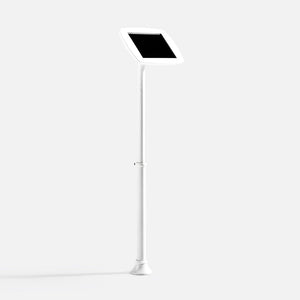 Bouncepad Original Elevate Slim Tablet Floor Stand in white, front view