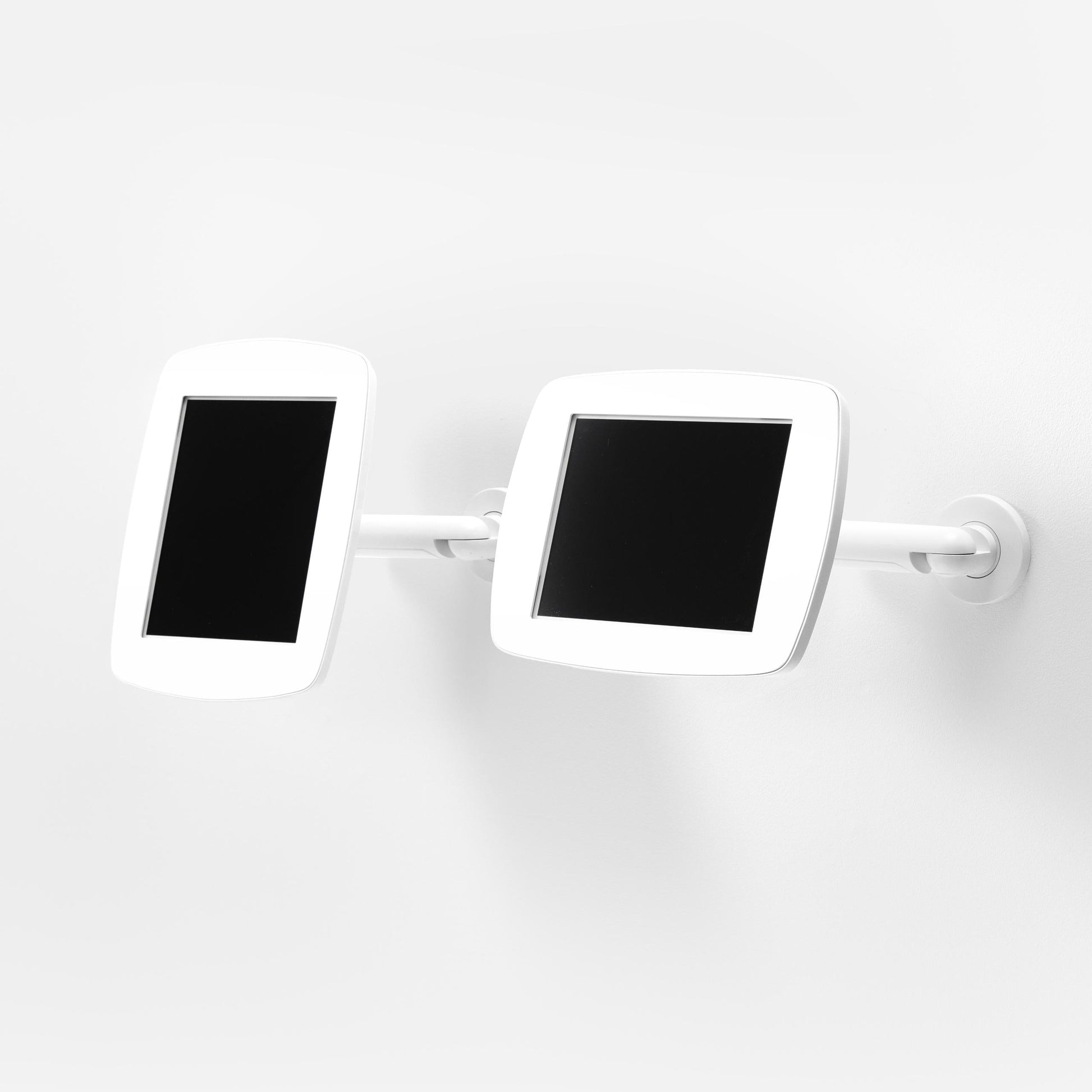 Bouncepad Original Reach Tablet Wall Mount in white, portrait and landscape orientation