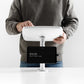 Bouncepad Original Twin Tablet Desk Mount in white, shown in use