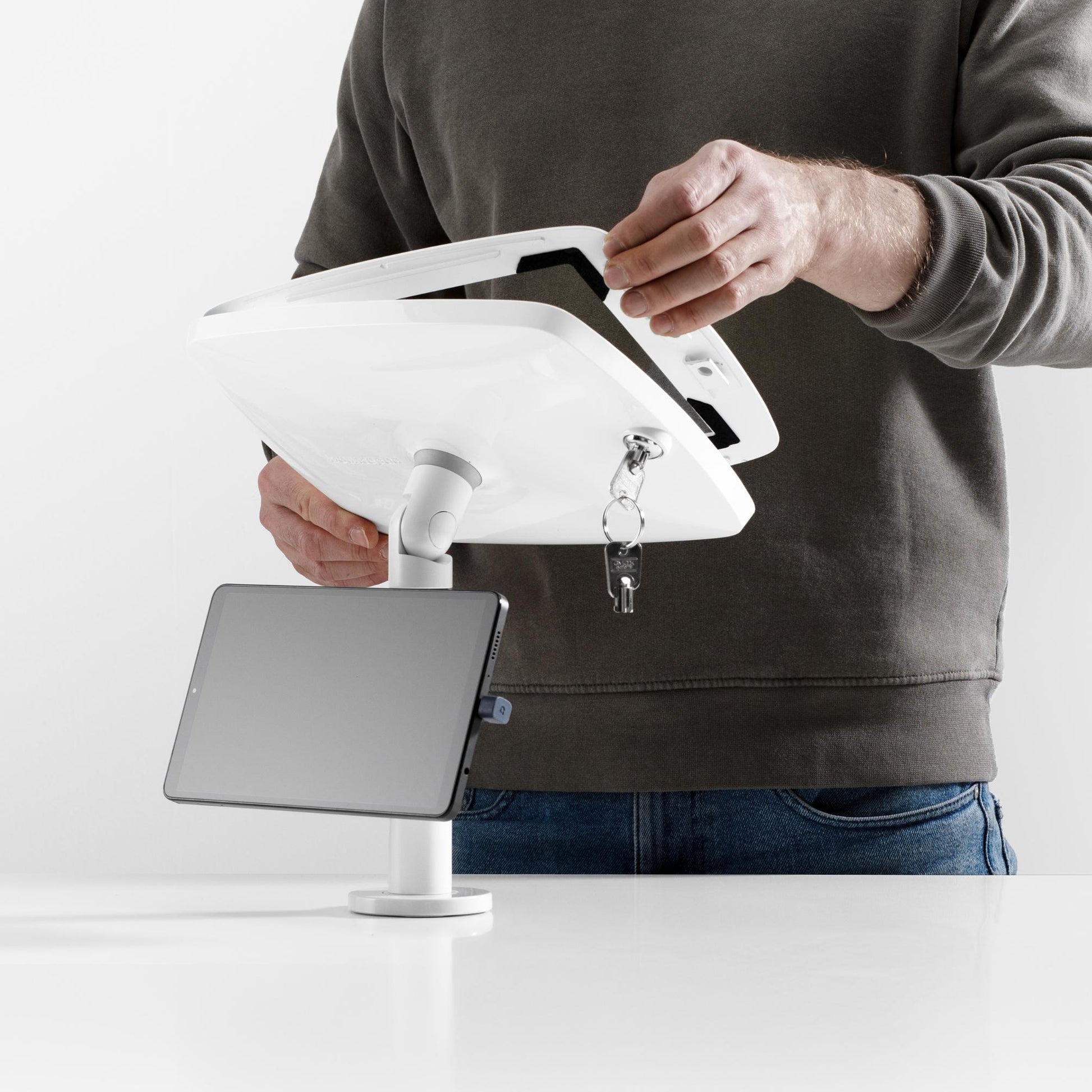 Bouncepad Original Twin Tablet Desk Mount in white