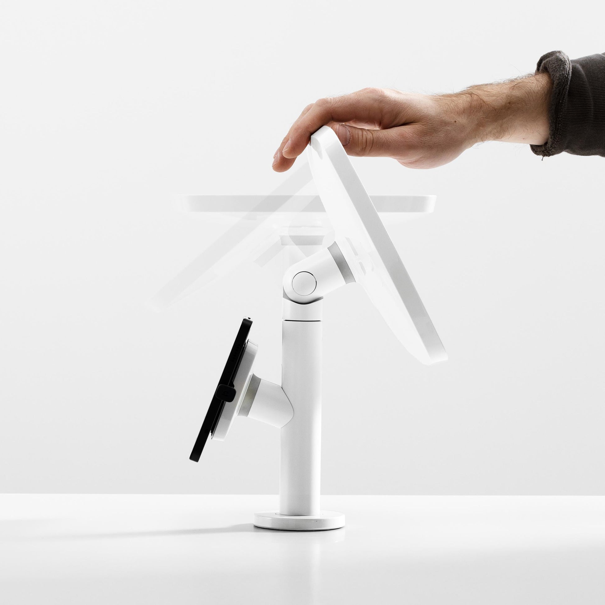 Bouncepad Original Twin Tablet Desk Mount tilt and flip feature