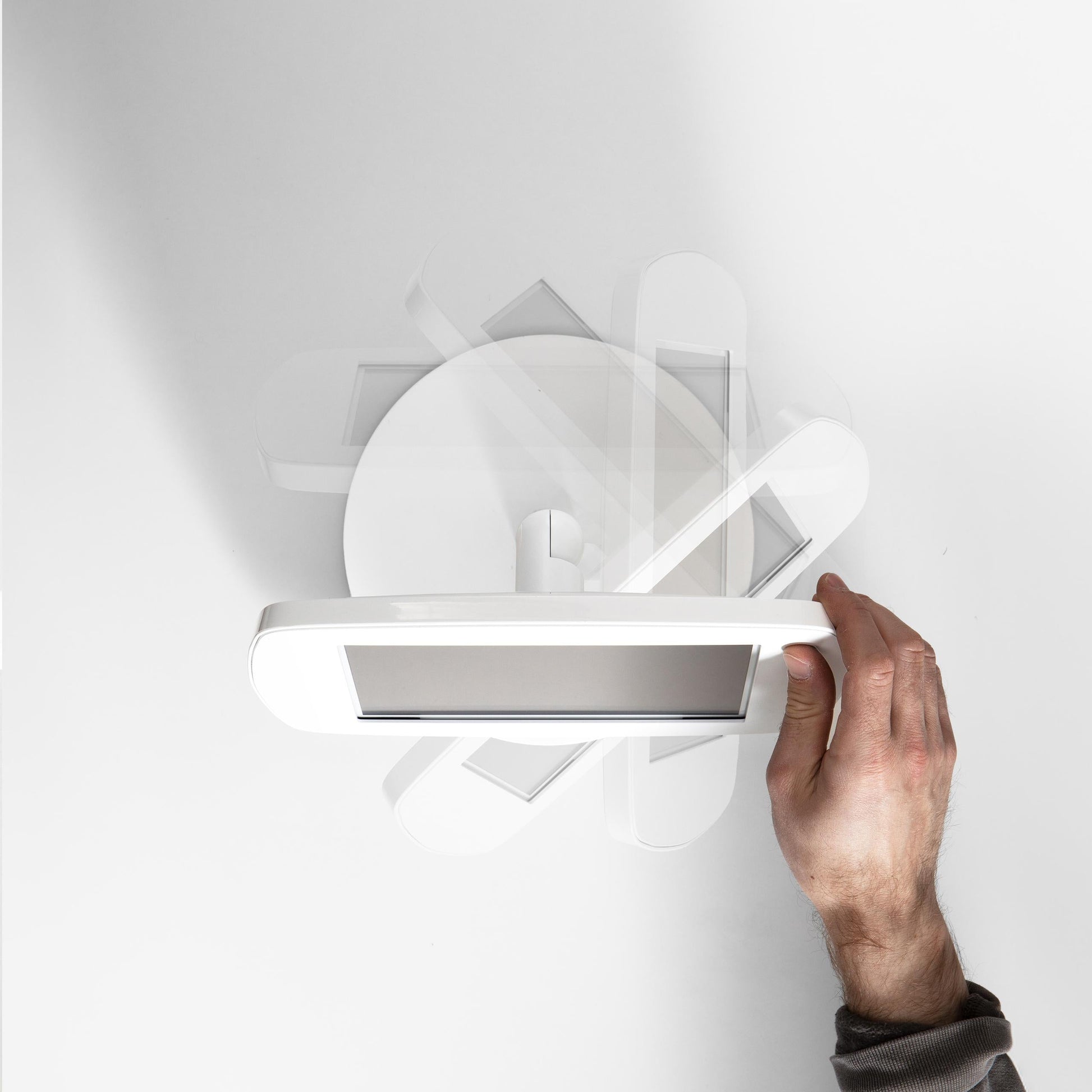 Bouncepad Original Counter Twist-Mini Tablet Stand in white, rotation feature