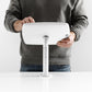 Bouncepad Original Twist Tablet Desk Mount in white, shown in use