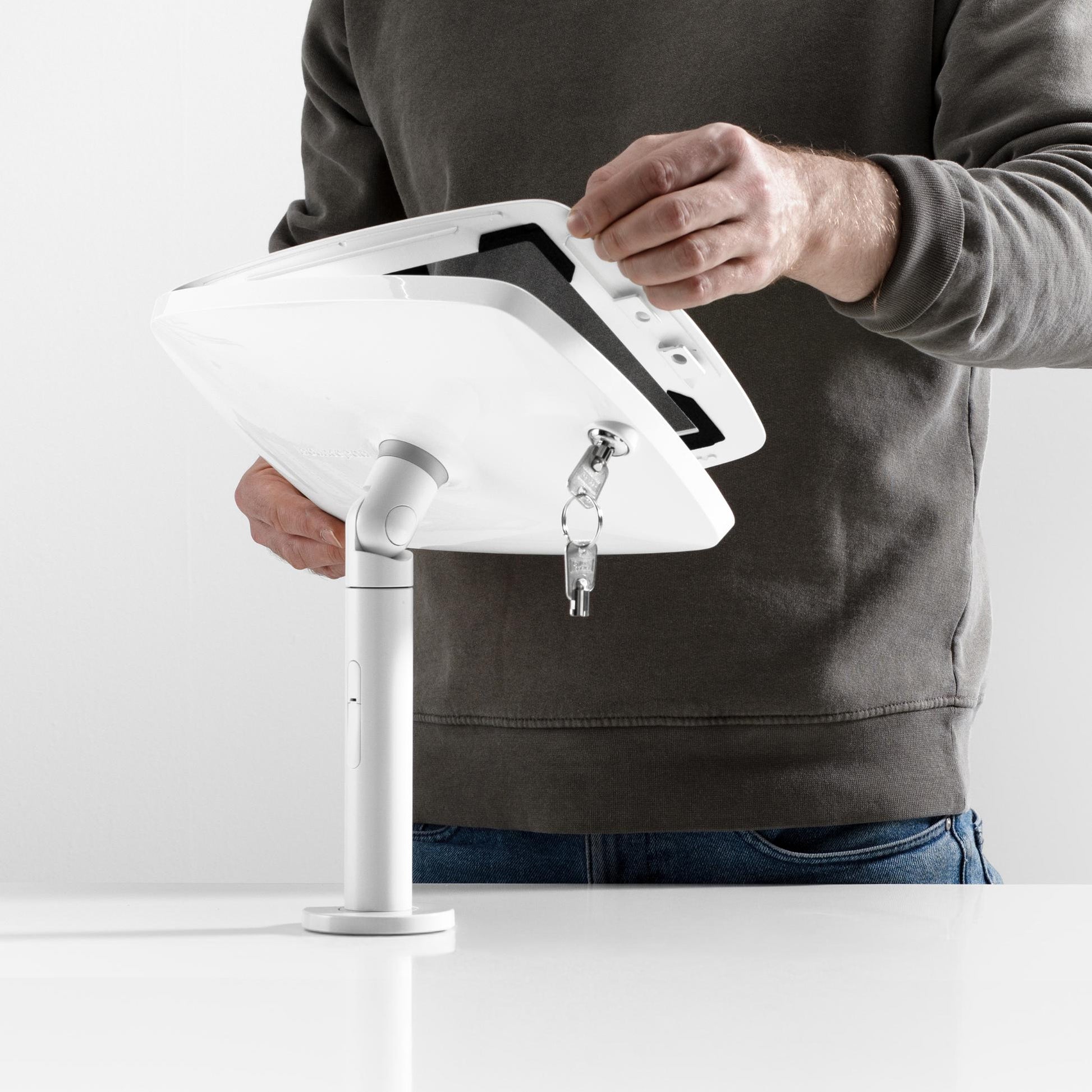 Bouncepad Original Twist Tablet Desk Mount in white