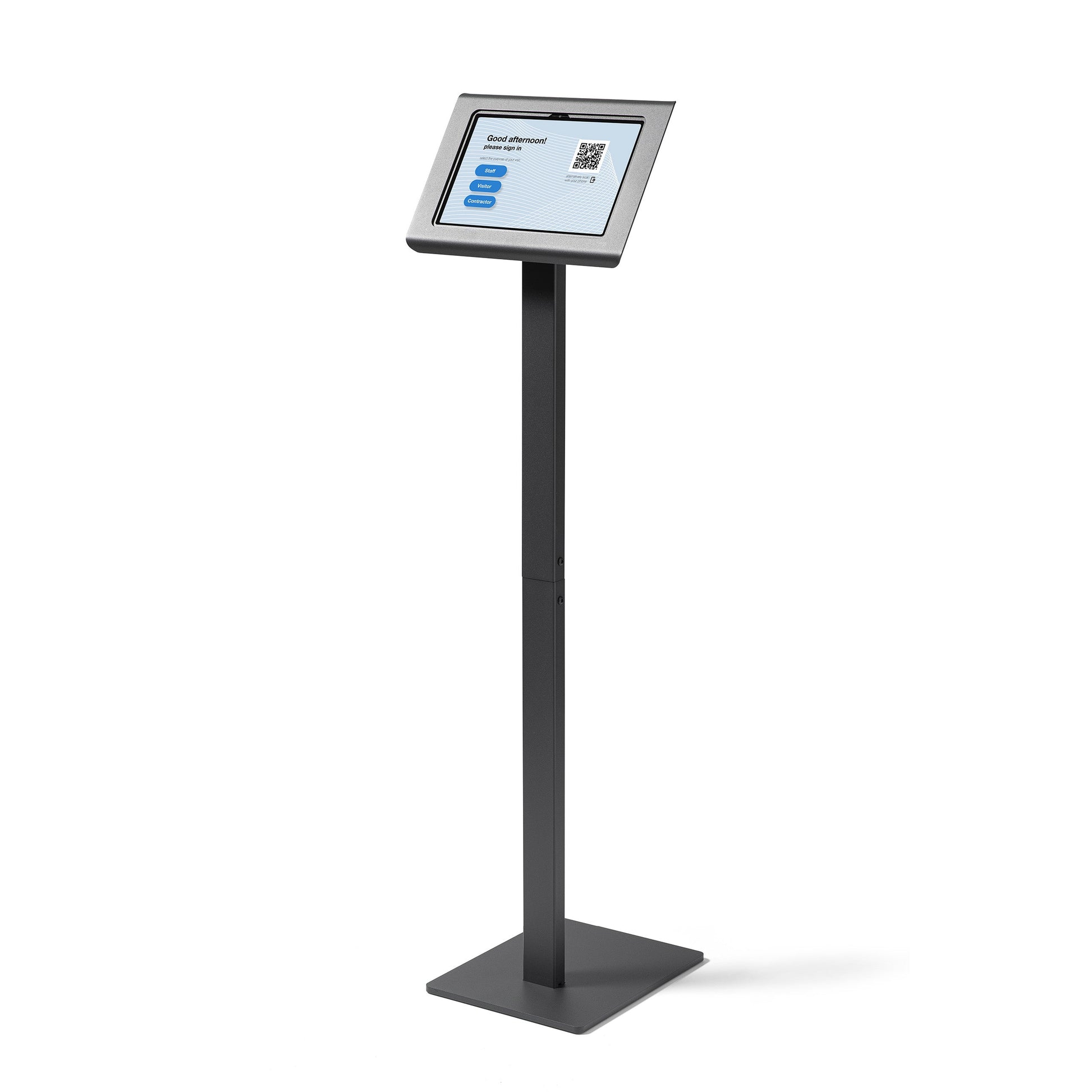 Tabdoq Tablet Floor Stand Compatible with Samsung Tablets for Samsung Galaxy TAB A9 and TAB A11, in black, front view