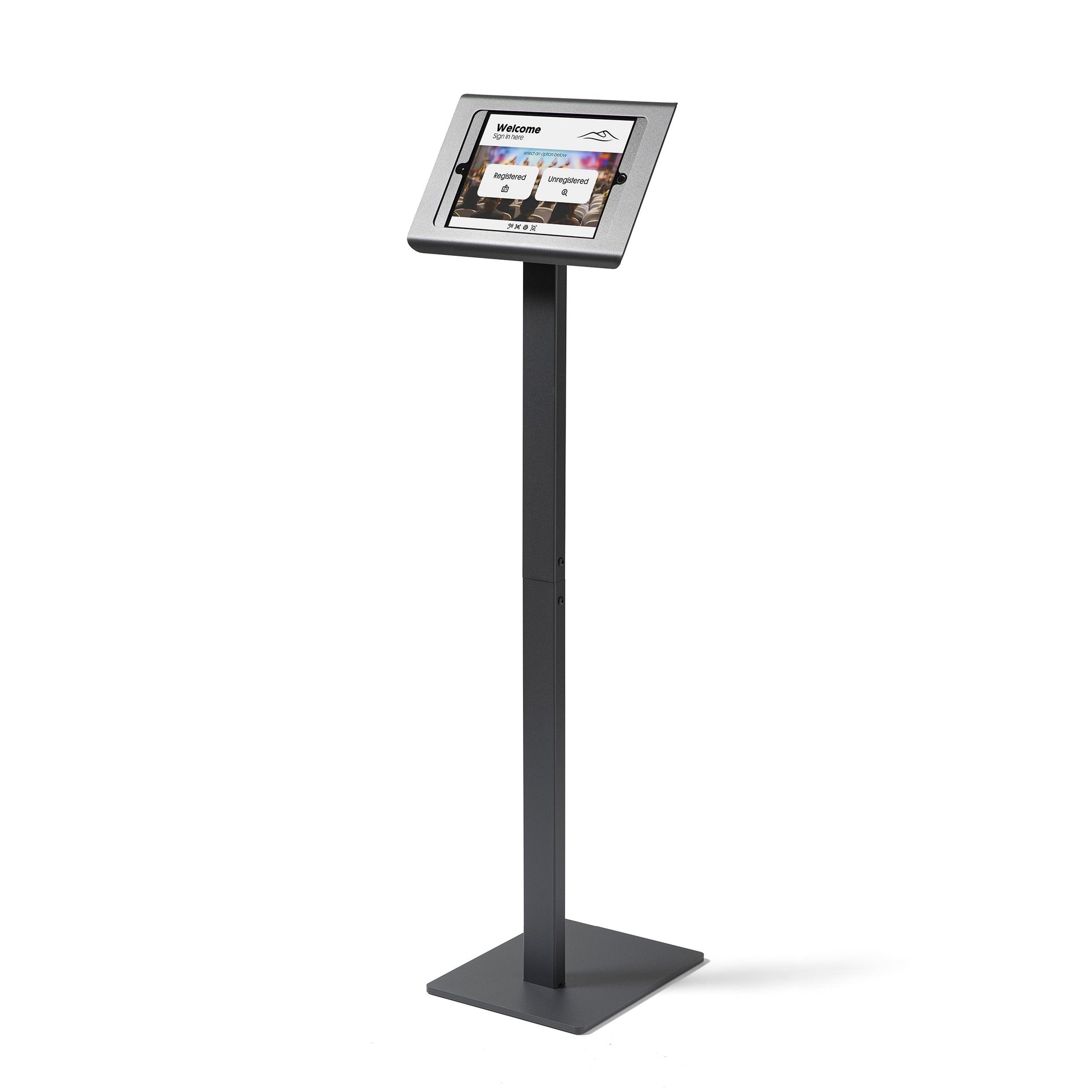 Tabdoq Tablet Floor Stand Compatible with Apple iPads for iPad 10.2-inch, in black, front view