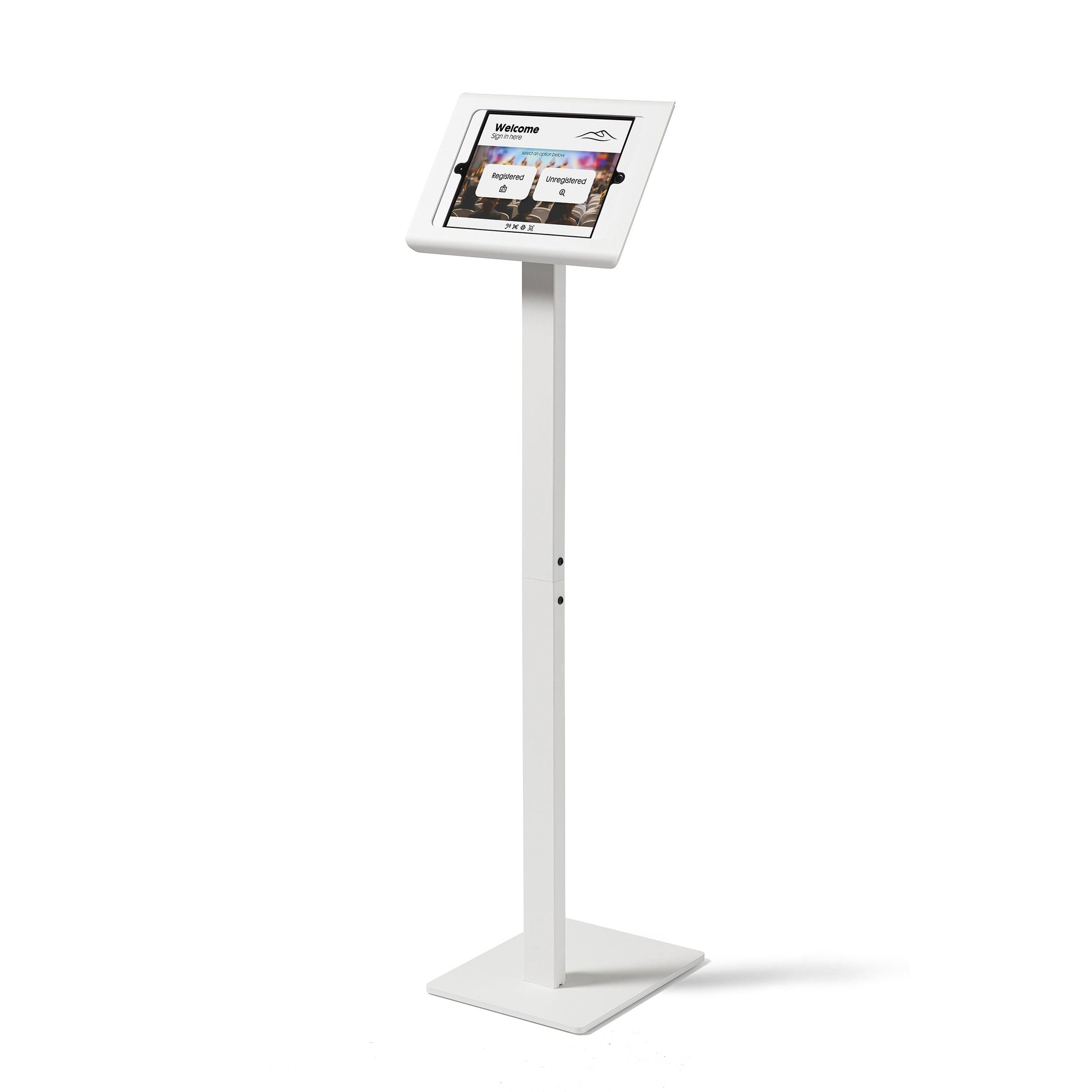 Tabdoq Tablet Floor Stand Compatible with Apple iPads for iPad 10.2-inch, in white, front view
