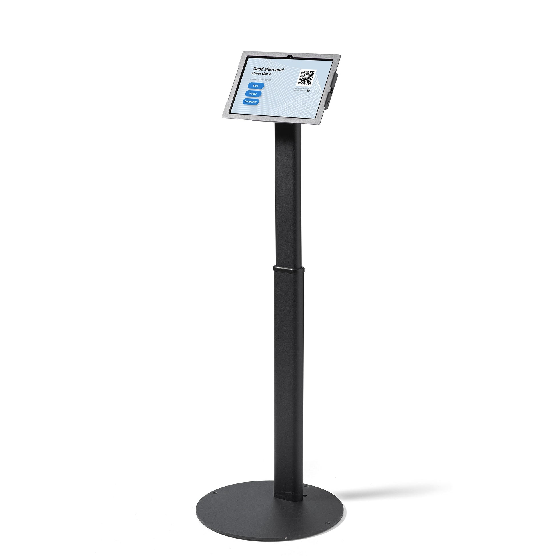 Tabdoq Lite Tablet Floor Stand Compatible with Samsung Tablets for Samsung Galaxy TAB A9 and TAB A11, in black, front view