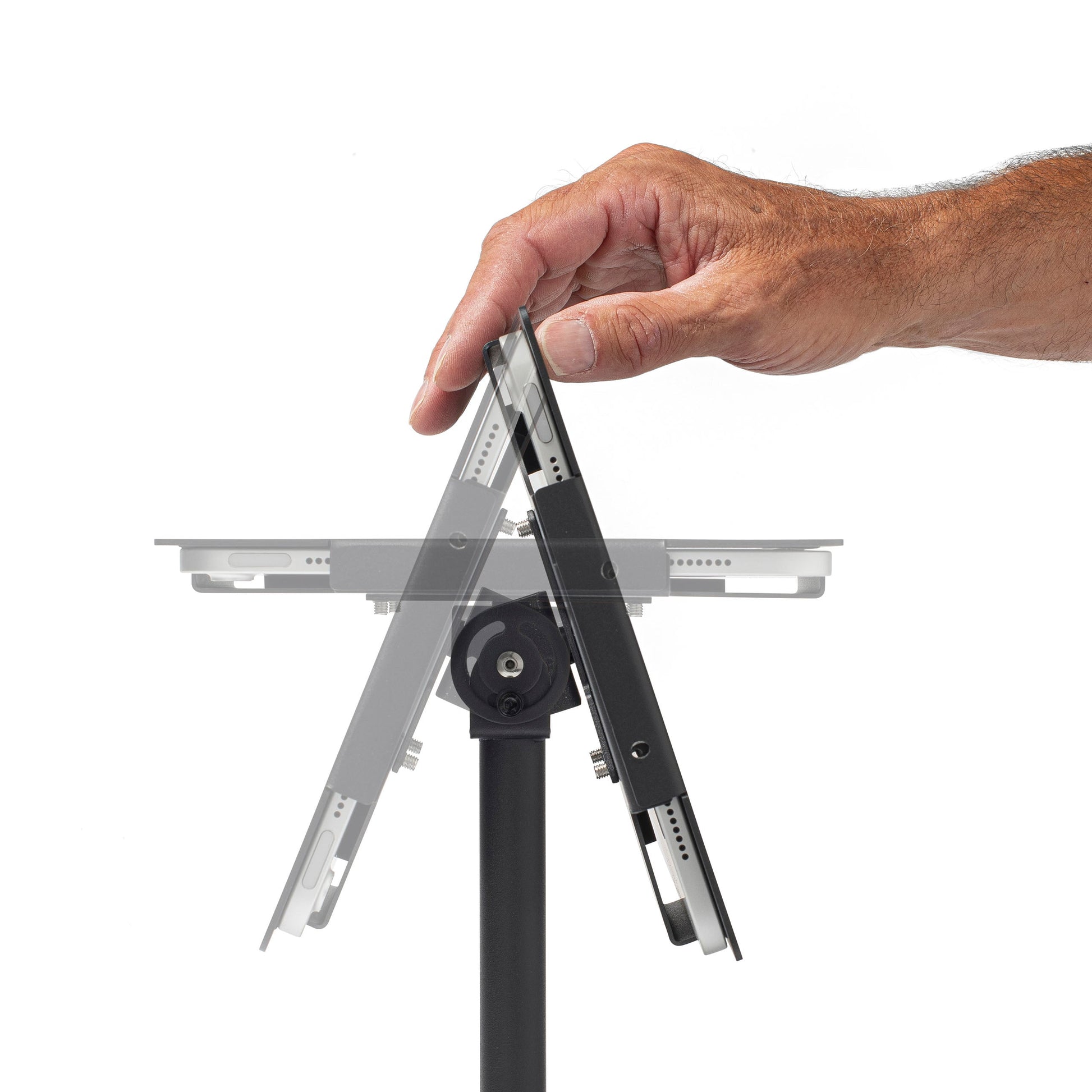 Tabdoq Lite Tablet Desk Mount Compatible with Apple iPads for iPad 10th generation 10.9-inch and iPad 11th generation A16 11-inch, in black, tilt and flip feature