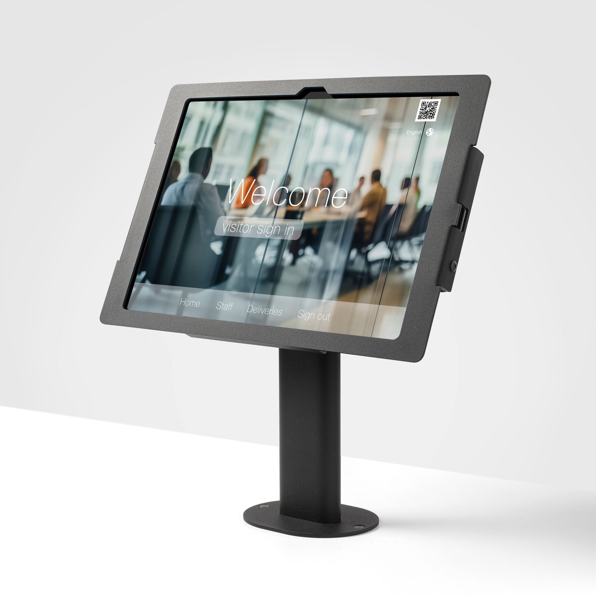 Tabdoq Lite Tablet Desk Mount Compatible with Apple iPads for iPad 10th generation 10.9-inch and iPad 11th generation A16 11-inch, in black, front view