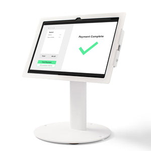 Tabdoq Lite Tablet Counter Stand Compatible with Samsung Tablets for Samsung Galaxy TAB A9 and TAB A11, in white, front view