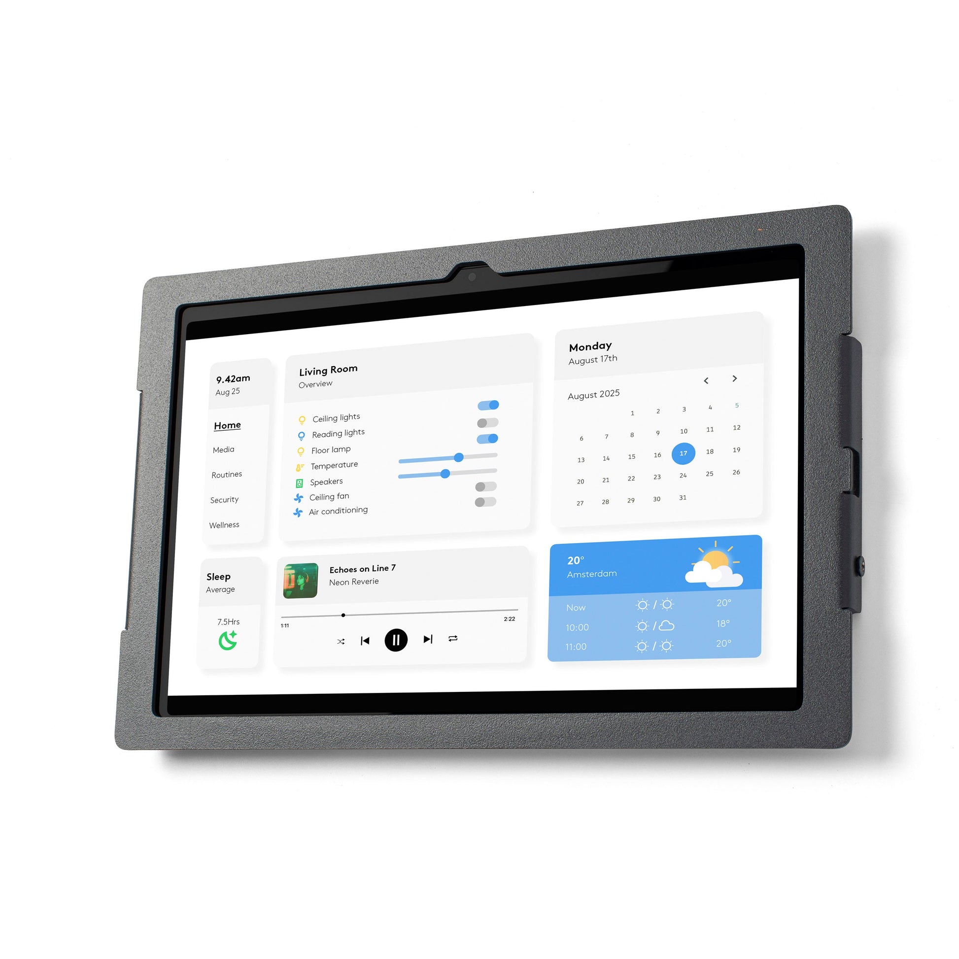 Tabdoq Lite Tablet Wall Mount Compatible with Samsung Tablets for Samsung Galaxy TAB A9 and TAB A11, in black, front view